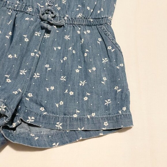 Gap Denim Toddler Floral Romper Girls Size 5 Years - Picture 7 of 16